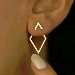 Stylish Pair of Elegant Geometric Open-Back Earrings with Stainless Steel Posts